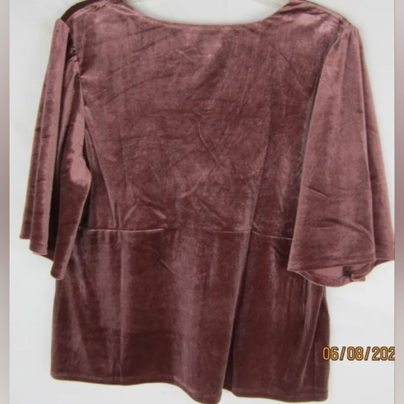 Knox Rose Mauve Elbow Sleeve Velvet Blouse - Picture 7 of 11
